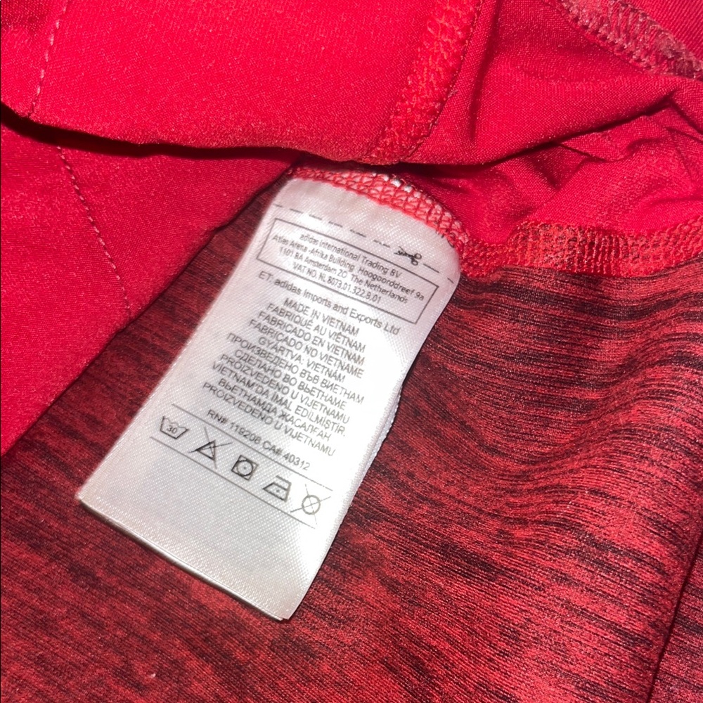 Adidas Detroit Red Wings Women's Red Vertical Heather 1/4 Zip Performance Jacket - Picture 4 of 6